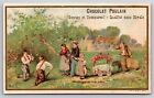 French Victorian Trade Card Chocolat Poulin "Enterrement Du Petit Oiseau"