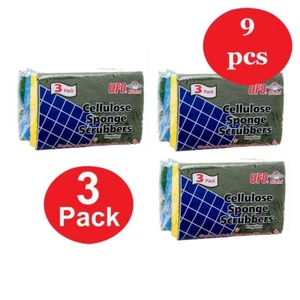 Cellulose Kitchen Sponges Scrubber Scrub Sponges, 9 Pieces Kitchen Sponges NEW - Picture 1 of 8