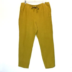 J Jill Pants Size Medium Gold Mustard Linen Blend Relaxed Drawstring Beach - Picture 1 of 7