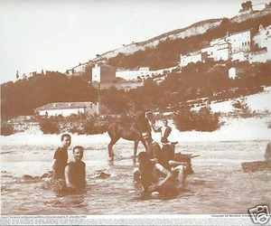 FOTO EPOCA SVAGHI BALNEARI GROTTAMMARE MARCHE 1902 RIPROD CARTA PATINATA 23 X 33 - Picture 1 of 1