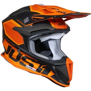 HELMET CASCO CROSS ENDURO FIBRA JUST1 J18 F 22.06 HEXA ORANGE BLACK ARANCIO TG L - Picture 1 of 5