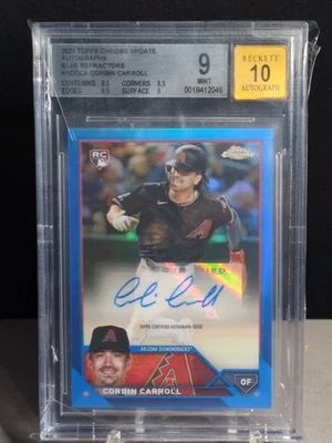 2023 Topps Chrome Update Autographs Corbin Carroll Blue Refractor BGS 9 57/150 - Image 1 of 2