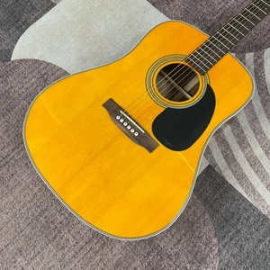 Yellow D28 Acoustic Guitar 6 String Custom Link Ship From China, NO EQ - Picture 1 of 7