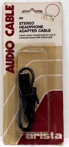 Vintage Arista 292 Stereo Headphones to Monaural 3.5mm jack Adapter New/ Package - Picture 1 of 2