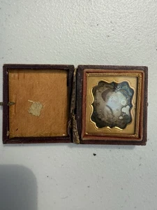 Antike Daguerreotypie Ambrotype Farbtyp im Lederetui Dame. - Bild 1 von 7