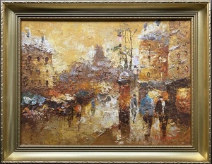Excelente pintura al óleo e impasto de paisaje urbano postimpresionista c. 1960 (1 de 2) - Imagen 1 de 15