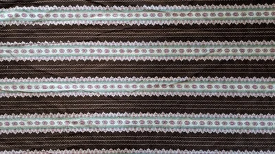 25" x 36" peça de tecido 100% algodão listra marrom com design floral pré-lavado - Imagem 1 de 3