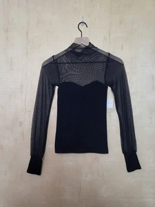 Top mujer talla: XS/S Free People íntimamente negro malla transparente - Imagen 1 de 11