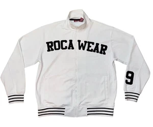 Vintage 90’s Rocawear Full Zip MensTrack Jacket Sz L White/Black - Picture 1 of 11