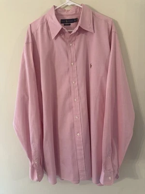 Camisa Ralph Lauren Oxford Rosa Manga Larga Con Botones Calce Clásico Talla 18 34-35 Foto 1 de 4