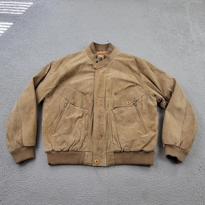 St. John's Bay Leather Jacket Mens XL VTG Bomber Brown Full Zip Pockets - Image 1 of 4