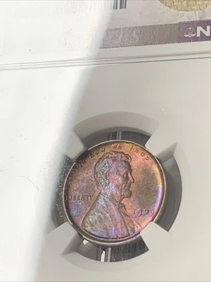 1909 P VDB Lincoln Wheat One Cent 1c NGC MS64 RB Iridescent Toning Purple MS 64 - Image 1 of 4