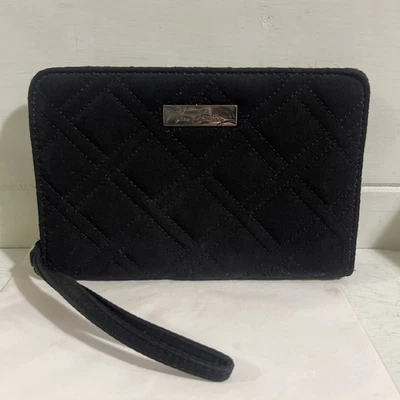 Vera Bradley Black Quilted Wallet Wristlet Logo Multi-Color Spades Interior - Image 1 of 4