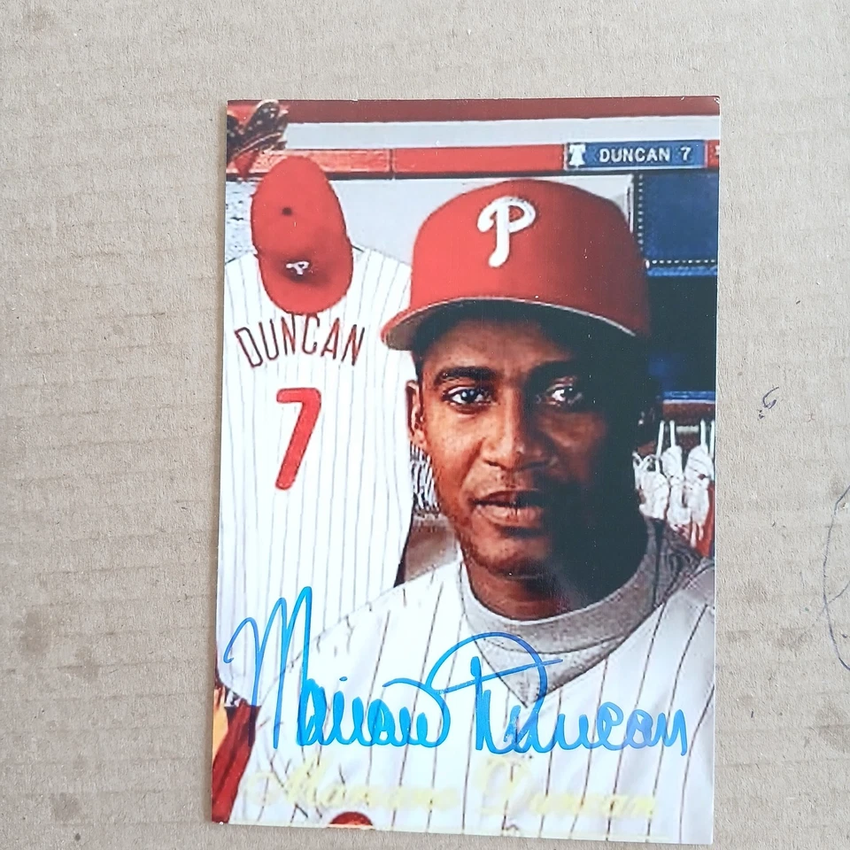 Foto autografiada de Mariano Duncan 4x6 1993 Philadelphia Phillies Foto 1 de 1
