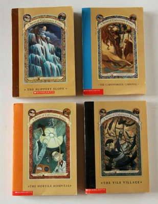 Lot Of 4 A Series Of Unfortunate Events Books By Lemony Snicket 7 8 9 10 - Image 1 of 4
