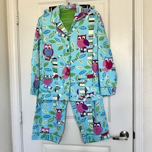 Conjunto de pijama de franela azul mediano/grande con estampado de búho de Nick & Nora - Imagen 1 de 18