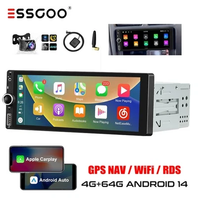 Autoradio 1 DIN Android 14 Apple Carplay 6.86" Touch Screen USB C GPS Cam 4+64G - Bild 1 von 4