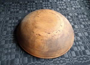 Antique 17" Turned Wood Out of Round Rimmed Collar Primitive Wooden Dough Bowl - Picture 1 of 11