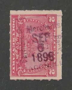 Scott # R164, Used, F, 2¢ Battleship, Farmers & Merchants Bank, Macon, Illinois - Picture 1 of 3