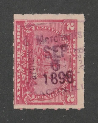 Scott # R164, Used, F, 2¢ Battleship, Farmers & Merchants Bank, Macon, Illinois - Image 1 of 3