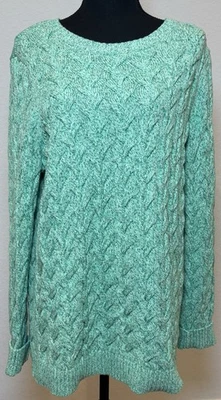 Lands’ End Green Cable Knit Sweater Size XL - Image 1 of 4