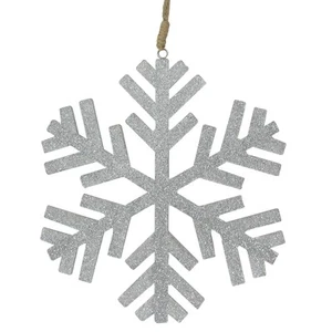 Northlight 8.75" Silver Glittered Wooden Snowflake Shaped Christmas Ornament - Picture 1 of 1