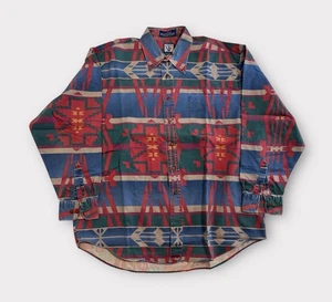 Camisa vintage con botones Mareh para hombre XL azteca manga larga suroeste años 90 - Imagen 1 de 10