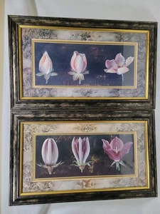 Fabrice de Villeneuve Flower Prints X2 Framed Awakening Florals Rare Prop - Picture 1 of 24