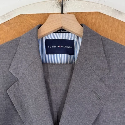 Tommy Hilfiger Suit Mens 42L Gray 3 Button Worsted Wool Cashmere Blend 34x30 - Image 1 of 4
