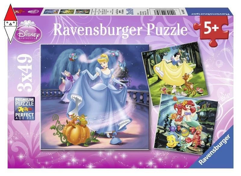 PUZZLE RAVENSBURGER PUZZLE 3X49 PZ PRINCIPESSE DISNEY A - Immagine 1 di 1