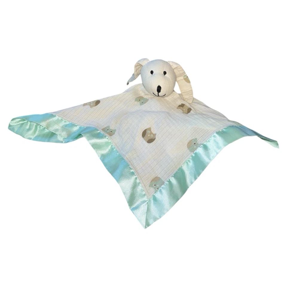 Manta de seguridad Aden Anais Musy Mate Bunny & Owls Lovey Muselina verde satinado Foto 1 de 4