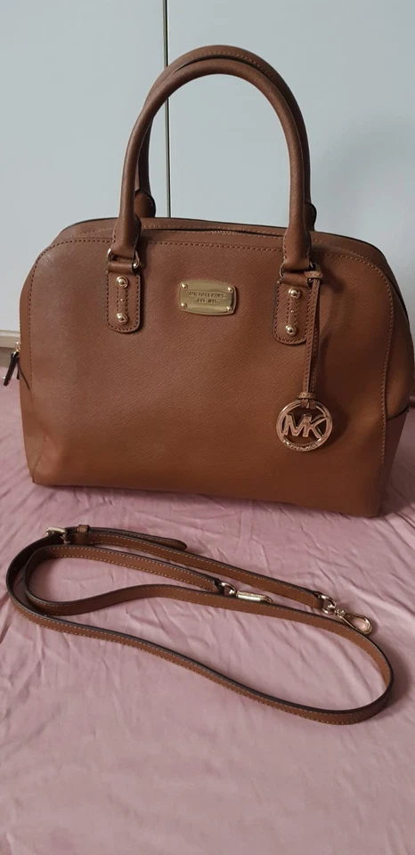 MICHAEL KORS MESSENGER CROSSBODY SATCHEL BAG MK CONVERTIBLE BROWN LEATHER - Image 1 of 4