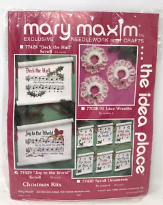 Vintage Mary Maxim JOY TO THE WORLD Music Scroll Christmas Needlepoint Kit 77429 - Picture 1 of 3