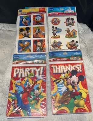 Mickey Mouse Party Supplies Invitations, Thank Yous, Tattoos, Stickers - Image 1 of 3