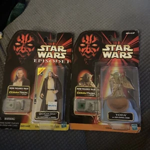 STAR WARS EPISODE ONE QUI-GON JINN & YODA mit Jedi Stuhl COMM TECH CHIP - Bild 1 von 10