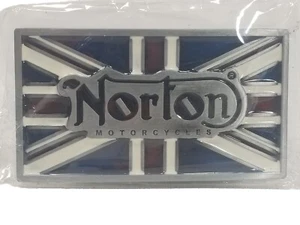 SELTENE Norton Motorcycles Gürtelschnalle mit UK Flagge Union Jack Motor Vintage NEU  - Bild 1 von 3