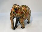 Figurine éléphant indien vintage recouverte de papier mâche floral chintz 5"