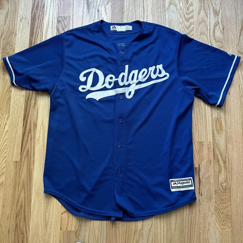 Men's Majestic Cool Base Los Angeles Dodgers Clayton Kershaw Home Blue Jersey XL Cover