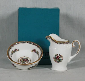 COALPORT CHINA MING ROSE PATTERN MINI / MINATURE PITCHER & BOWL SET NEW IN BOX - Picture 1 of 6