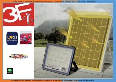 FARO SOLARE 400W LED CON PANNELLO FARETTO CREPUSCOLARE TELECOMANDO IP66