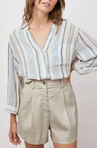 Camisa para mujer Rails Marloe a rayas con botones manga larga calce ligero pequeña - Imagen 1 de 7