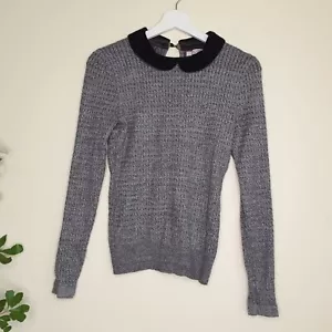 Review Jumper Removable Velvet Collar AU10 Charcoal Grey Black Vintage Style - Picture 1 of 8