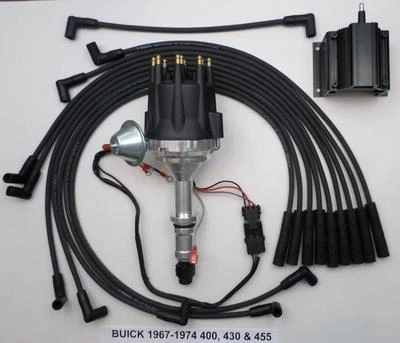 Tapa Pequeña BUICK BIG BLOCK 400 430 455 NEGRO HEI Distribuidor + Bobina 50K + Cables Foto 1 de 4
