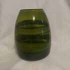 Green Art Glass Handblown Stripe Vase