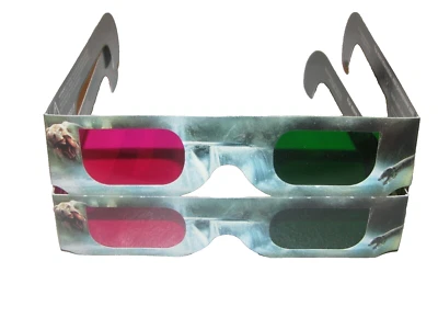 NEW 2 Pairs Journey to the centre of the earth 3D glasses, Magenta/ Green - Image 1 of 2