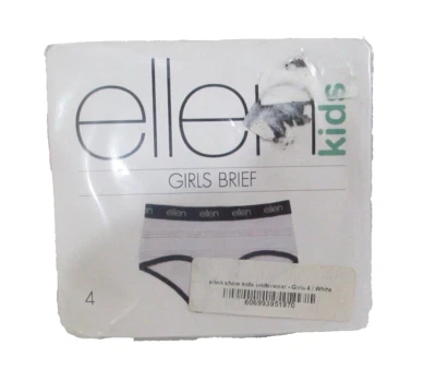 NWT Ellen Show Girls Kids Briefs Underwear 4 White/Black - Image 1 of 2