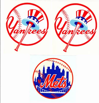 Calcomanías de colección de los años 80 (3) de los Yankees de Nueva York y (1) de los Mets - Raro sombrero del Tío Sam con borde azul Foto 1 de 4