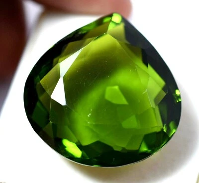 Lab Created Green Peridot 59.85 Ct GGL Certified Pear Cut TOP QUALITY Gemstone - Image 1 of 4