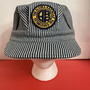 Vintage Alaska Railroad Hat Striped Train Conductor Cap Patch Made In USA 7 3/8 - Picture 1 of 6