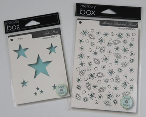 Memory Box 88565 Solo Stars & 88601 Modern Pinpoint Floral Designer Schablonen Neu - Bild 1 von 6